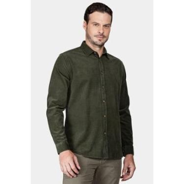 Imagem de Camisa Manga Longa Move Slim em Veludo Cotelê Verde Militar-Masculino
