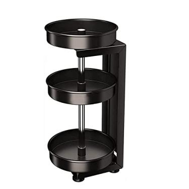 Imagem de U5GAAALPPQ9 Organizador de mesa giratória de 360° de aço inoxidável com 2/3 níveis giratório para especiarias, multifuncional montado na parede, organizador de bancada para cozinha, banheiro (três