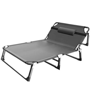 Imagem de U5GAAALPPQ9 Cadeira dobrável resistente cinza de metal extra larga para acampamento ao ar livre 350 kg