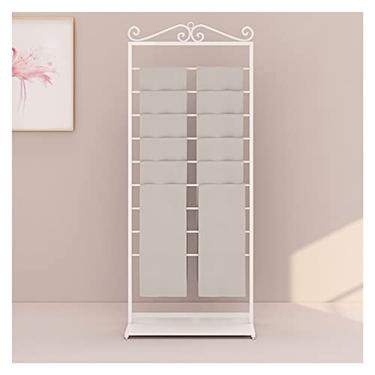 Imagem de SGeneE Organizador de cachecol resistente de 9 camadas, suporte de exibição multifuncional vertical de grande capacidade para fita de seda/papéis de embrulho/xale/toalha, espaço pequeno, branco com 70