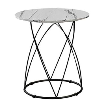 Imagem de Mesa de cabeceira de madeira maciça, mesa lateral de sofá, mesa de armazenamento, moldura de metal, durável, 50 cm x 50 cm x 51 cm (cor: A) (B)