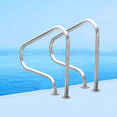 Imagem de KIDYBO Trilho de mão de piscina de aço inoxidável 304 corrimão de água deck corrimão de segurança para piscina antiderrapante ergonomia design curva trilhos de piscina para piscina enterrada