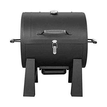 Imagem de U5GAAALPPQ9 Churrasqueira grande redonda de aço churrasqueira a carvão com tampa, termômetro, portátil, quintal, cozinha, defumador, acampamento, piquenique, churrasqueira