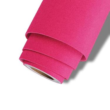 Imagem de Stickyart Papel de parede autoadesivo de tecido de veludo rosa choque descasque e cole papel de parede de tecido de feltro de luxo papel de contato de veludo macio papel de parede de feltro rosa