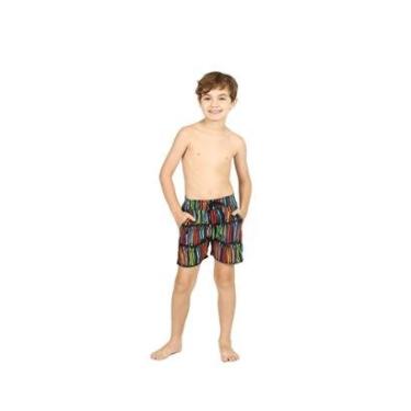 Imagem de Shorts Infantil Menino Kids Pedro Preto Estampado Coral Siri-Masculino