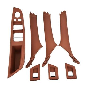 Imagem de Compatível com bmw série 5 f10 f18 520i 525i 528i 530 51417225851 4/7 pçs interior do carro maçaneta da porta painel puxar guarnição capa(Red Wine 7pcs)