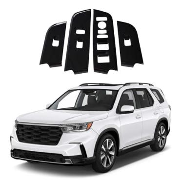 Imagem de HIRUFAIT Acabamento da tampa do painel do interruptor de elevação de janela para Honda Pilot 2023 2024 2025/Honda Passport 2026 acessórios, painel de controle de vidro de interruptor de janela de