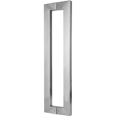 Imagem de BAZAC Maçanetas de chuveiro em aço inoxidável, puxadores de porta de vidro de casa de banho, peças de substituição, puxadores de porta de duche, preto/prateado, 4,9 pés / 150 cm