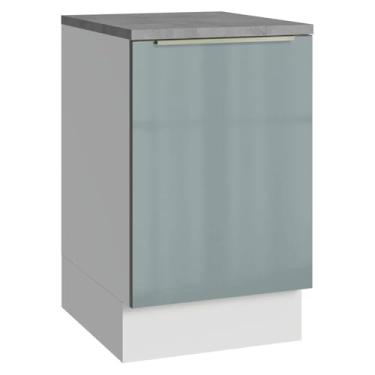 Imagem de Balcão de Cozinha 50cm 1 Porta (com Tampo) Branco/cinza Lux Madesa