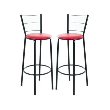 Imagem de Kit 2 Banco Alto Bistrô Banquetas Alta Para Balcão Cozinha(vermelho)