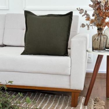Imagem de Capa de Almofada em Linho com Aba 60x60 Verde Musgo - AMOFADAS