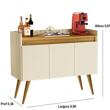 Imagem de Aparador Buffet Coffee Break 3 Portas Luxo Pés Palito Cores - Comprar Moveis em Casa
