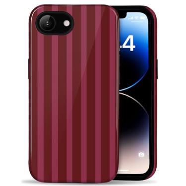 Imagem de Amzfield Capa compatível com iPhone 16e linda listrada, estética, retrô, design para outono, mulheres, meninas, simples, feminina, chique, vintage, proteção híbrida de camada dupla, capa elegante