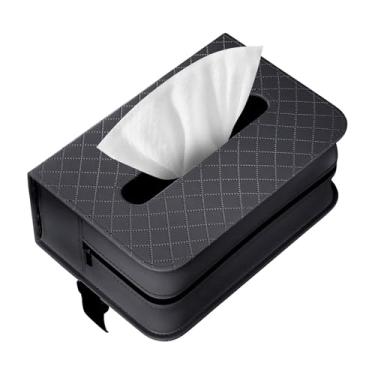 Imagem de Suporte de guardanapo de - com faixas elásticas grande dispensador de guardanapo de couro PU - Organizador de no banco traseiro | para casa cozinha escritórios mesa cabeceira cômoda