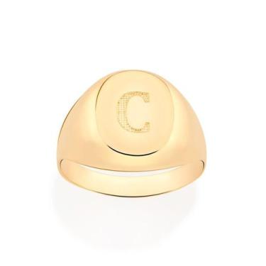 Imagem de Anel Rommanel Letras Folheado a Ouro 513316, Dourado, 16