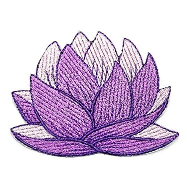 Imagem de HHO Patch Roxo Lótus Patches Lindas Flores Logotipo Lótus Jaqueta Infantil Menina Camiseta Patch Costura Ferro em Símbolo Bordado Emblema Pano Sinal Fantasia