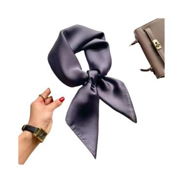 Imagem de Lenço Hijab De Seda Satinada De 70cm Em Cor Sólida Para Mulheres, Lenç