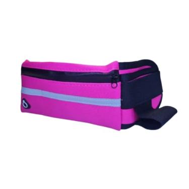 Imagem de Pochete Esportiva Unissex em Neoprene com Porta Garrafa e Faixa Refletiva – Ajustável para Caminhada, Corrida e Academia (Rosa)