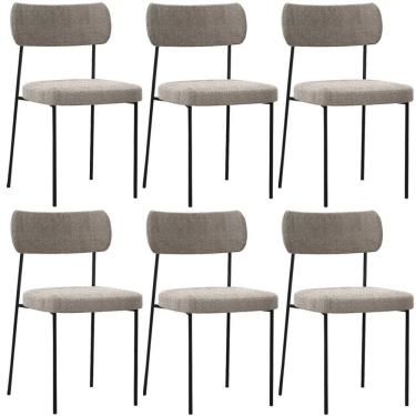 Imagem de Kit 06 Cadeiras Estofadas Para Sala De Jantar Bouclê Bege
