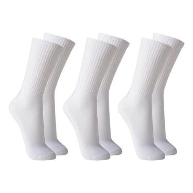 Imagem de Kit 3 Meias Brancas Cano Longo Lupo 03292-089 Algodão, G (41/44), Bran