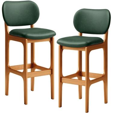 Imagem de Kit 2 Banquetas Alta Betta Imbuia Facto Verde Musgo