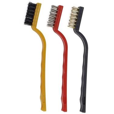 Imagem de 3 Escovas Aço Latão Nylon P/ Limpeza Ferrugem Fogão Cozinha FRG0298 Fr
