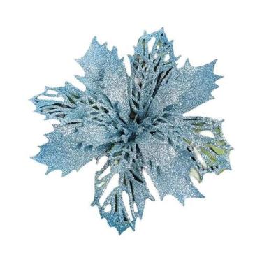 Imagem de Pingente De Flor Artificial Com Glitter Para Árvore De Natal 11cm 510 