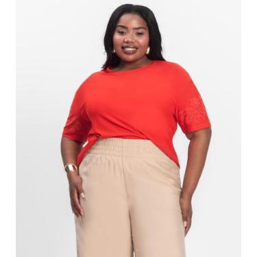 Imagem de Blusa Manga Curta Plus Size Secret Glam Laranja, Plus G2, Laranja