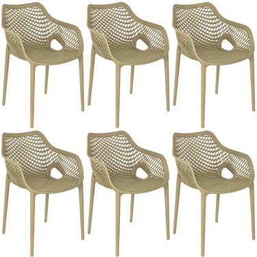 Imagem de Kit 6 Cadeiras De Jantar Design Suits Com Braços Empilhável Em Polipropileno - Nude