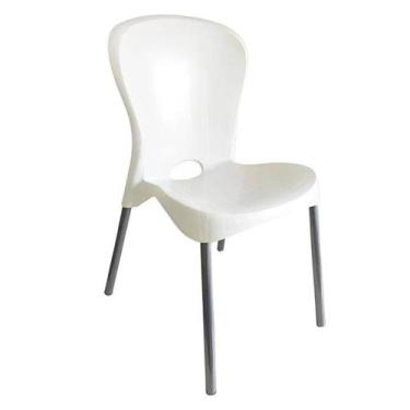 Imagem de Cadeira Plástico Branca Pé Aço Luxo Antares