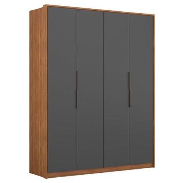 Imagem de Guarda Roupa Casal Attore D43010k 4 Portas Amêndola Grafito - Demartêz