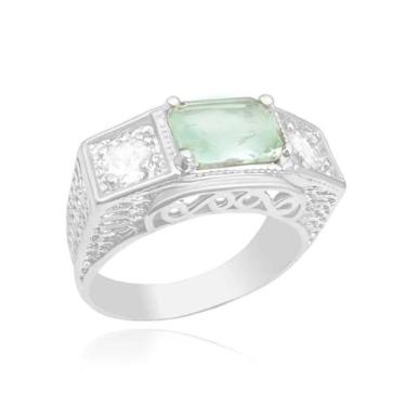 Imagem de Dedeira Cravada Com Pedra Sky Moderno Anel Masculino Banhado a Prata 9