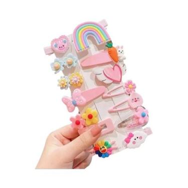 Imagem de Clipes De Cabelo Para Crianças Em Formato De Coração Arco-Íris E Fruta