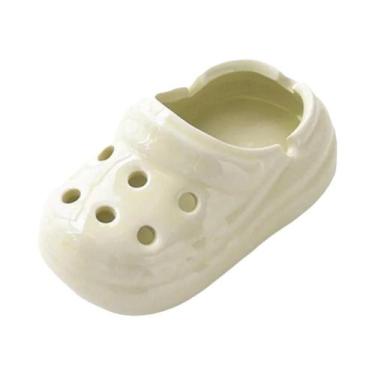 Imagem de Cinzeiro De Cerâmica Bege E Branco Com Design Único De Ferramenta De S