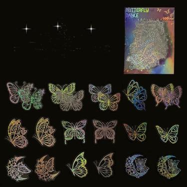 Imagem de Pacote de adesivos Transparent Butterfly Laser Anime Water 100 unidade