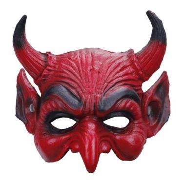 Imagem de Máscara Red Devil PU Half Face Halloween Cosplay Prop - yiweisai