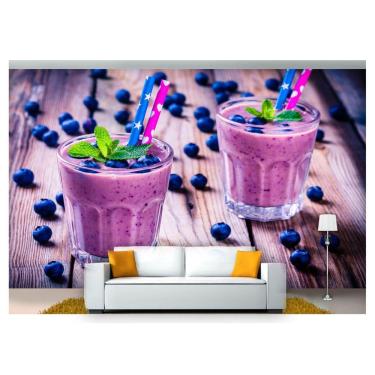 Imagem de Papel De Parede Smoothie Mirtilo Shake Fruta 3D Al97