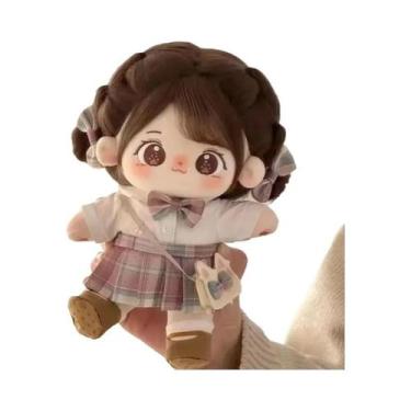 Imagem de Boneca De Algodão Kawaii De 20cm, Menina Fofa Com Cabelos Castanhos, B