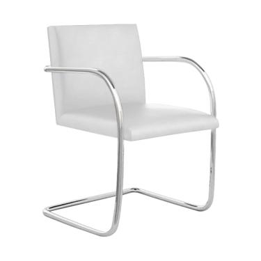 Imagem de Cadeira Brno para Escritório Couro Sintético Branco Tubular Cromada