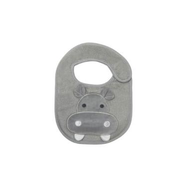 Imagem de Babador laço bebê power sec animado, 20X31, Hipopotamo cinza