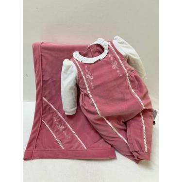 Imagem de Saída Maternidade Plush Bebê Menina Bordado Paraiso Rf 16137, RN ( 0 -