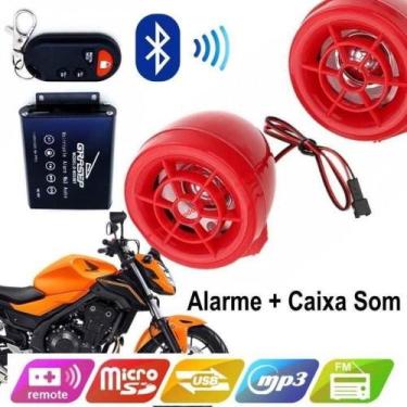 Imagem de Kit alarme para moto bluetooth anti furto trava caixa de som controle 