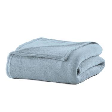 Imagem de Cobertor Manta de Microfibra Liso Casal 180x220cm  Camesa, Azul Claro