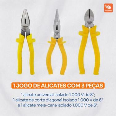 Imagem de Kit 3 Alicate Profissional Vonder Universal Bico Corte Jogo 3pçs