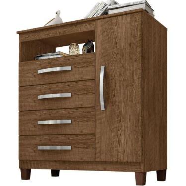 Imagem de Cômoda Sapateira Cannes 4 Gavetas 1 Porta Malbec - INCORPLAC MÓVEIS