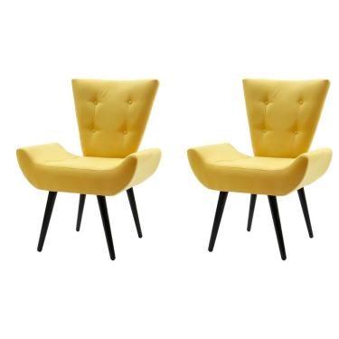 Imagem de Kit 2 Poltronas Decorativa Emilia Suede Pés Palito Amarelo Rud House
