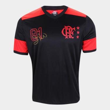 Imagem de Camiseta Retrô Flamengo Nova Zico 10 Masculina - Braziline, Preto, Ver