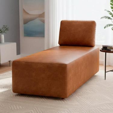 Imagem de Sofá Chaise Modular 74cm Sala De Estar Sintético Caramelo Z32 - Mpozenato