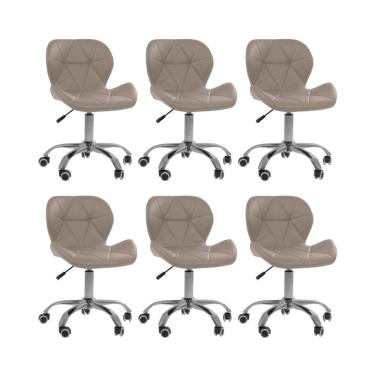Imagem de Kit 6 Cadeiras Office Eiffel Slim Ajustável Oficial Bege