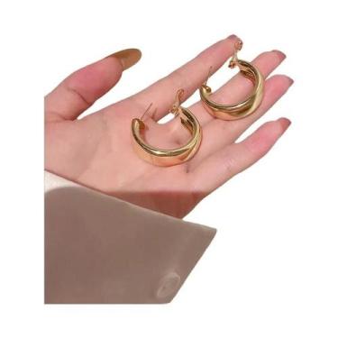 Imagem de Brincos De Argola Geométricos Banhados a Ouro Com Zircônia Para Mulher